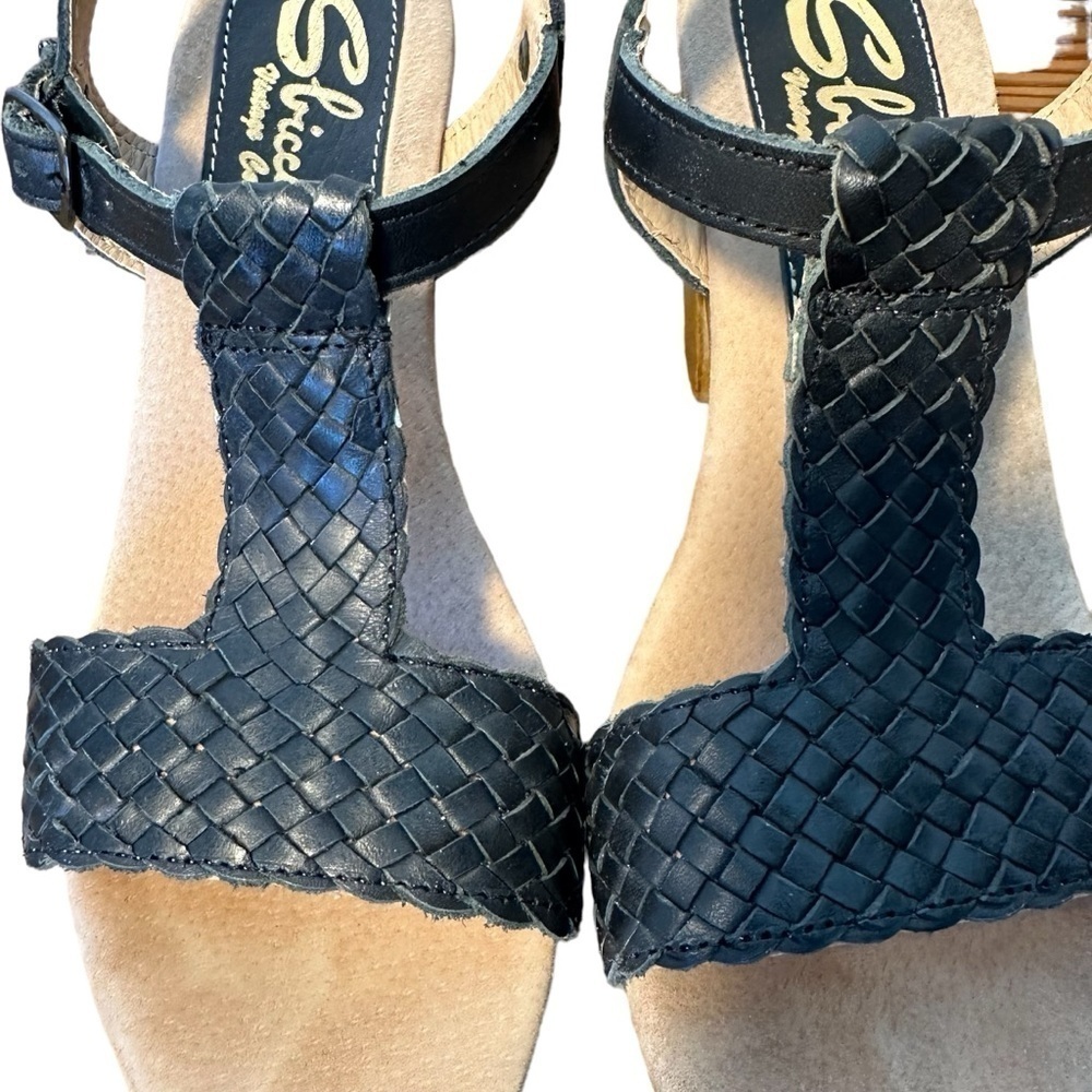 SBICCA made in Italy black woven leather heel sandals in size 10 - Picture 8 of 14